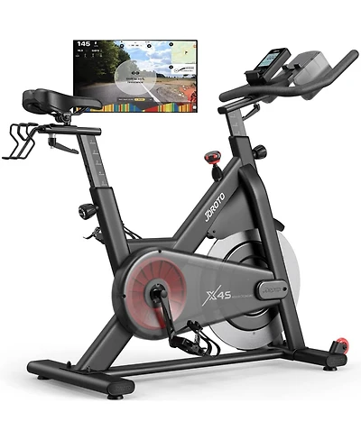 Joroto X2|X2PRO Exercise Bike, X4S Bluetooth Stationary Indoor Cycling Bike with Readable 100 Levels Magnetic Resistance, Plus 12.6 inch Tablet Bracke