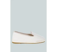 Moshka Round Toe Canvas Slip-On Loafers Women