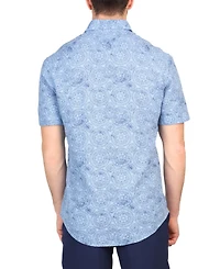 Tailorbyrd Big & Tall Batik Print Linen Short Sleeve Shirt