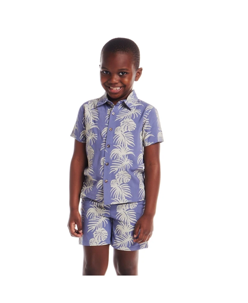 Andy & Evan Toddler Boys Toddler/Child Palm Stripe Print Linen Buttondown Set