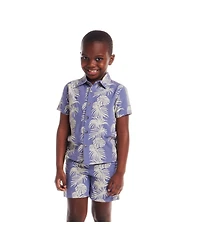 Andy & Evan Toddler Boys Toddler/Child Palm Stripe Print Linen Buttondown Set