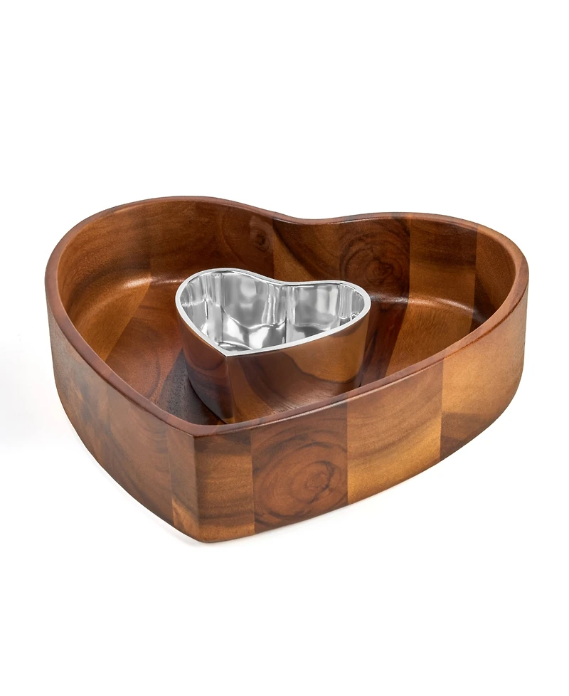 Nambe Eat Your Heart Out Chip and Dip, Set of 2