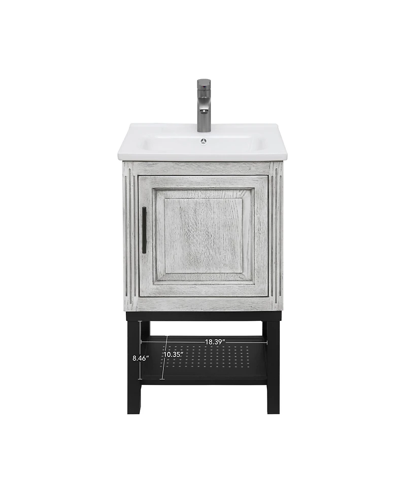 Casainc 20" Small Bathroom Vanity with Sink & Faucet, Freestanding Bathroom Cabinet with White Ceramic Basin