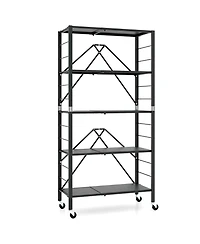 5-Tier Foldable Storage Shelf with Wheels