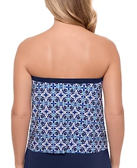 Swim Solutions Women's Printed Bandeau Scarf Hem Tankini Top, Exclusively at Macy's