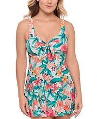 Swim Solutions Women's Bow Front Swimdress, Exclusively at Macy's