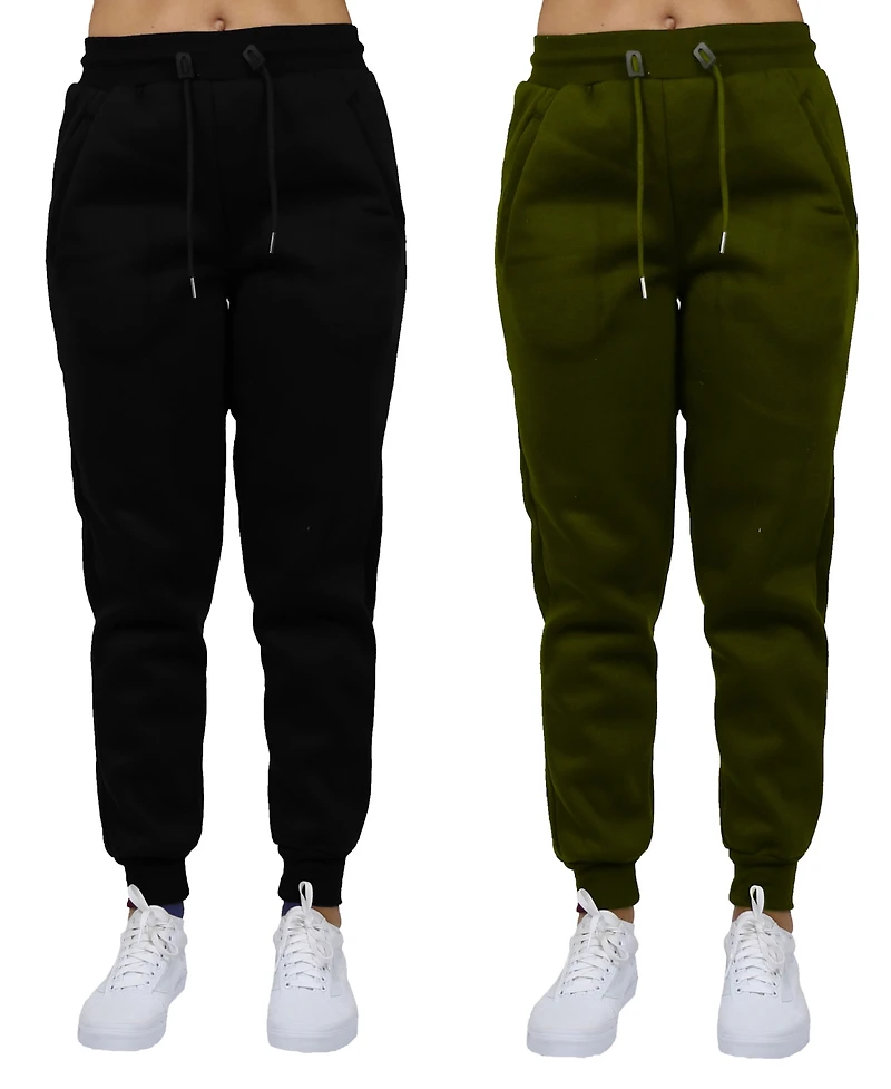 Galaxy By Harvic Women's Loose Fit Fleece Lined Jogger Sweatpants-2 Pack