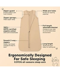 KeaBabies 2-Pack Snooze Baby Sleep Sacks, Cotton Wearable Blanket, Soft Toddler Sleeping Bag, Smooth Zipper