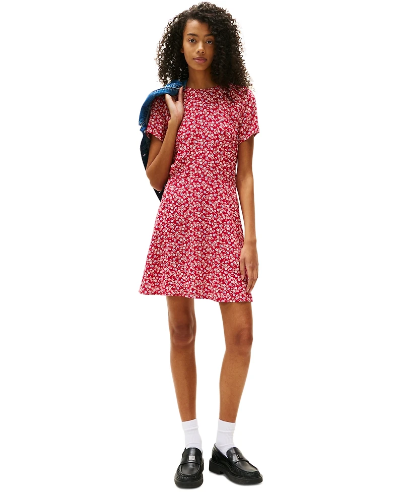 Tommy Jeans Women's Floral-Print Fit & Flare Mini Dress