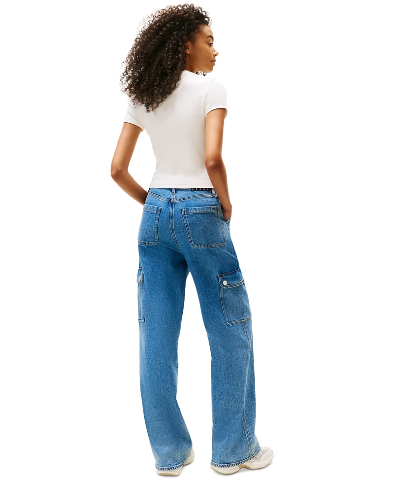 Tommy Jeans Women's Slim-Fit Cropped Ribbed T-Shirt