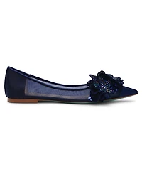 Betsey Johnson Women's Gray Floral Mesh Flats