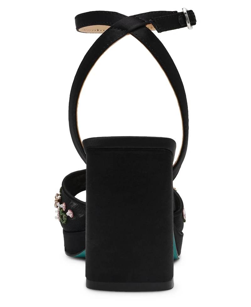 Betsey Johnson Women's Kirra Floral Beaded Platform Dress Sandals