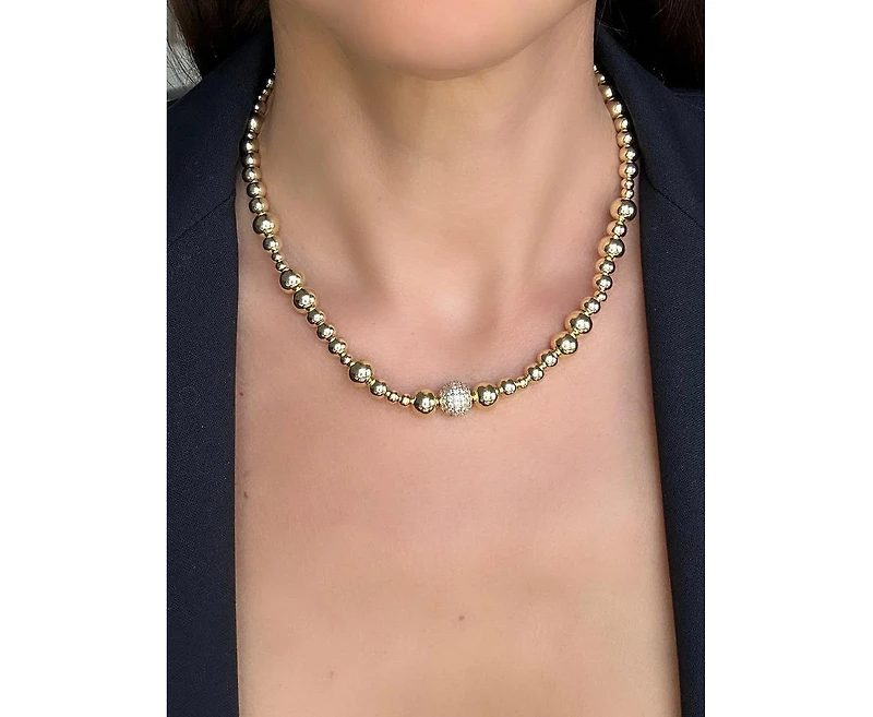 Rivka Friedman 18K Gold Clad Beaded Necklace with Cz Beaded details