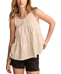 Lucky Brand Women's Lace Ruffle Tiered Tunic Top