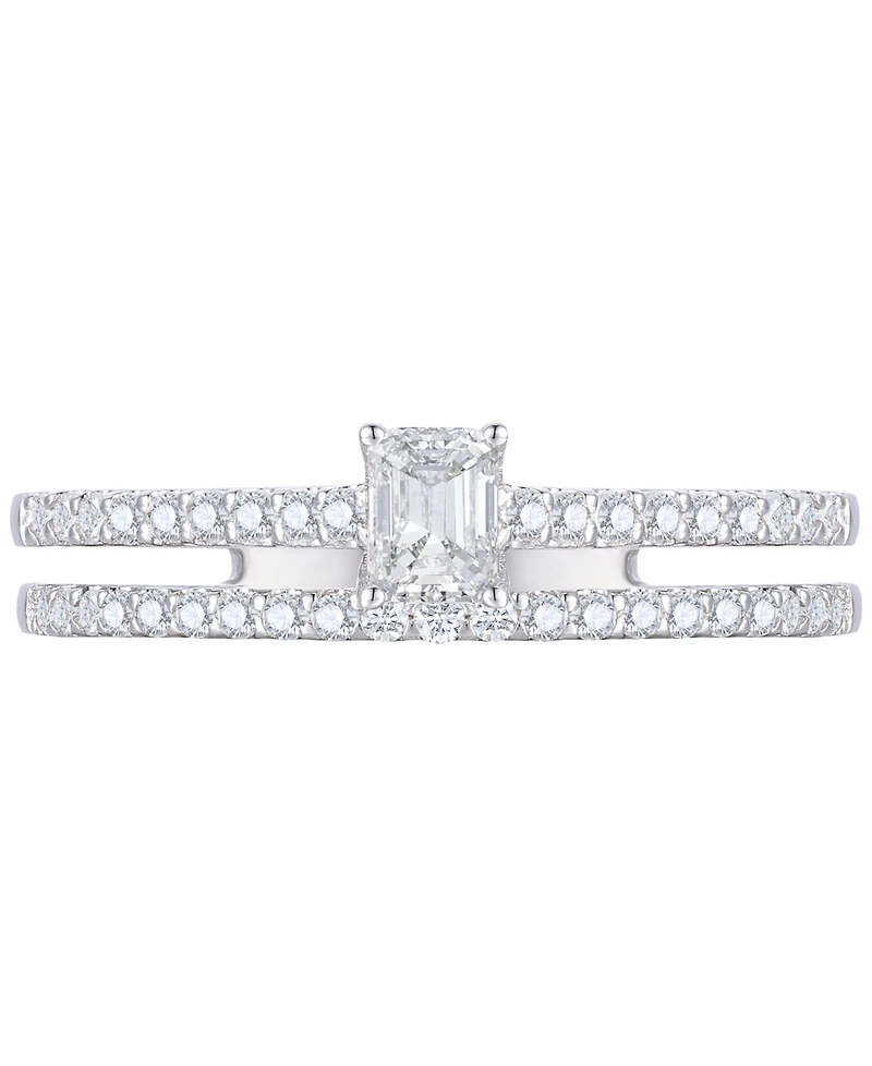 Diamond Emerald Cut Double-Row Engagement Ring (1/2 ct. t.w.) in 14k White Gold