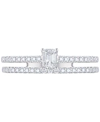 Diamond Emerald Cut Double-Row Engagement Ring (1/2 ct. t.w.) in 14k White Gold
