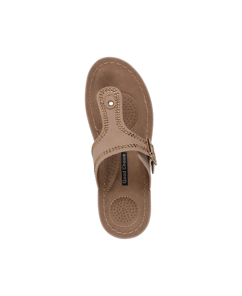 Gc Shoes Women's Alani Embellished Thong Wedge Sandals