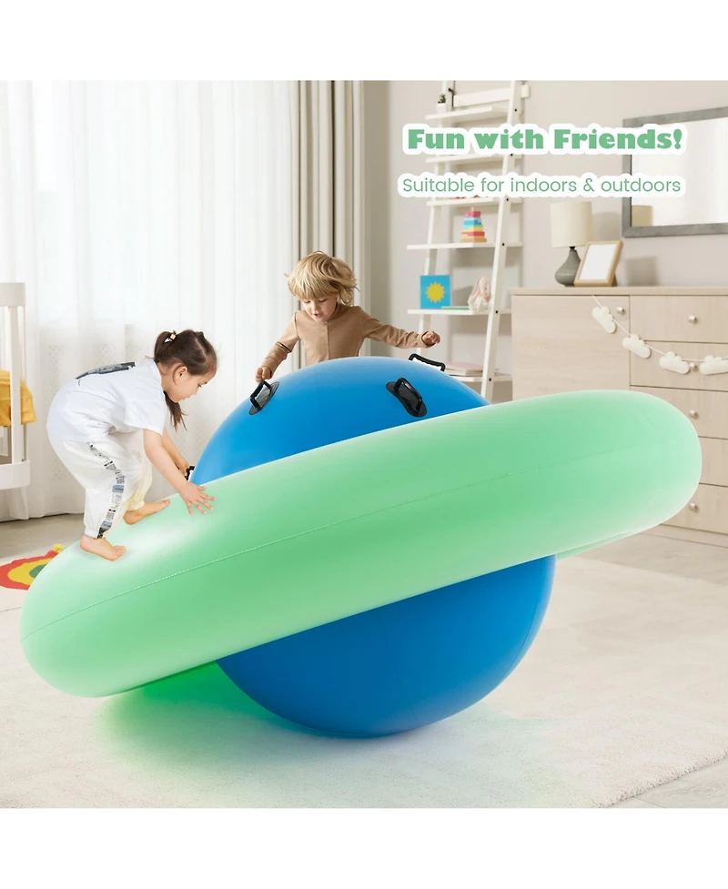 7.5-Ft Inflatable Dome Rocker - 6 Handles, Kids Bouncer