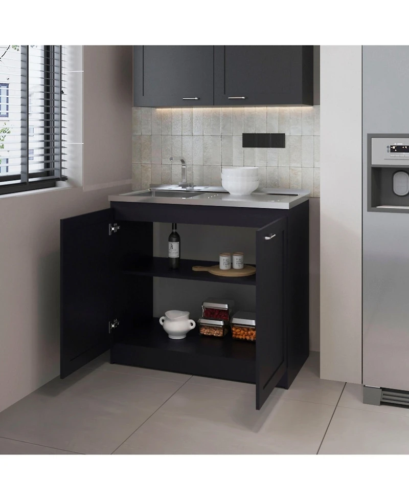 Haivana Utility Sink Base Cabinet with Double Doors and Interior Shelf