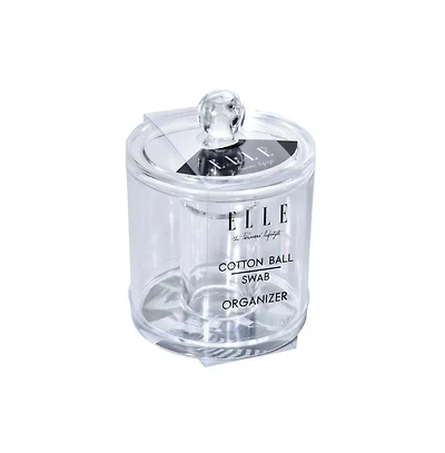 Clear Cotton Ball and Swab Organizer with Lid- Acrylic Compact Jar Makeup Cotton Organizer, Durable Vanity Storage Organizer