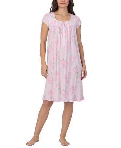 Eileen West Women's Cap-Sleeve Floral Waltz Nightgown