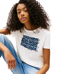 Tommy Jeans Women's Cotton Floral-Flag Graphic T-Shirt