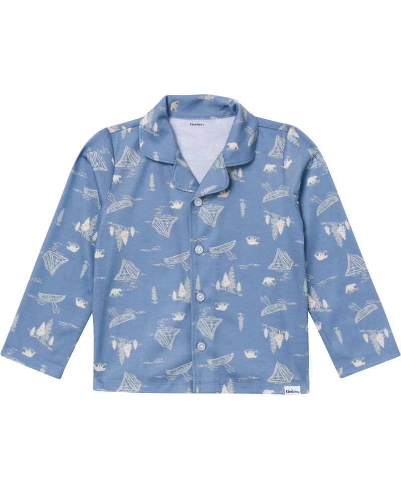 Gerber Toddler Boys 2-Piece Button Up Pajama Set