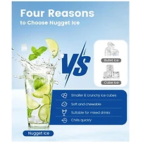 Cowsar Nugget Ice Maker Countertop, 34LBS/Day, Portable Crushed Ice Makers for Home