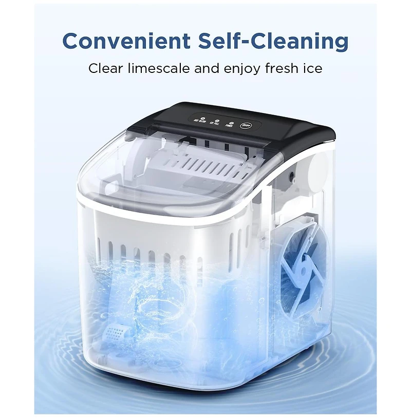 Cowsar 26 Pound Portable Countertop Ice Maker, 9 Bullet Cubes in 6 Mins, Self-Cleaning