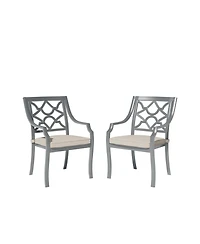 Mondawe Powder Coated Cast Aluminum Outdoor Dining Armchair with Cushion (Set of 2)