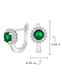 Bling Jewelry Classic Small Cz Cubic Zirconia Circle Halo Round Solitaire Stud Huggie Earrings .925 Sterling Silver