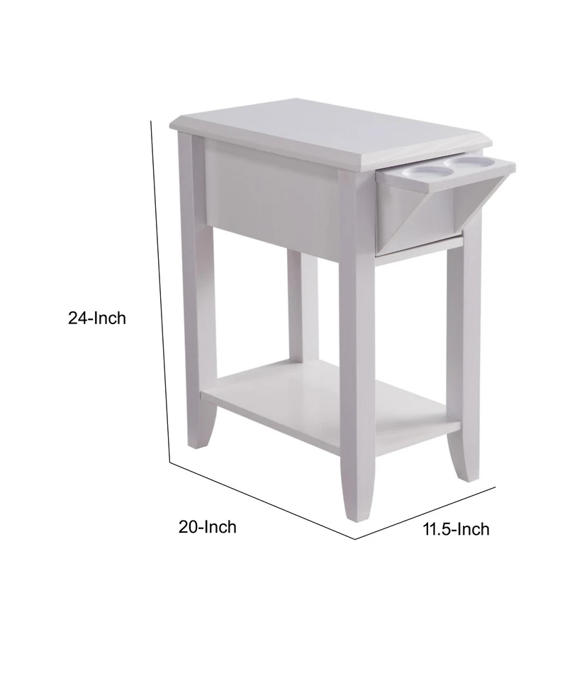 Modern Chairside Table with Extendable Drawer and Cupholders for Convenient Storage and Relaxation