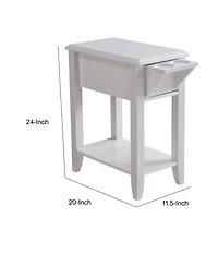 Modern Chairside Table with Extendable Drawer and Cupholders for Convenient Storage and Relaxation