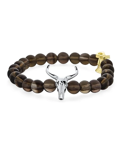 Bling Jewelry Texas Longhorn Stretch Bracelet with Brown Beads
