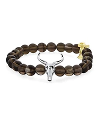 Bling Jewelry Texas Longhorn Stretch Bracelet with Brown Beads