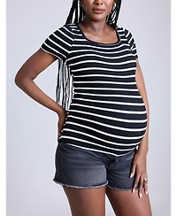 Motherhood Maternity Square Neck Rib Knit Short Sleeve Top