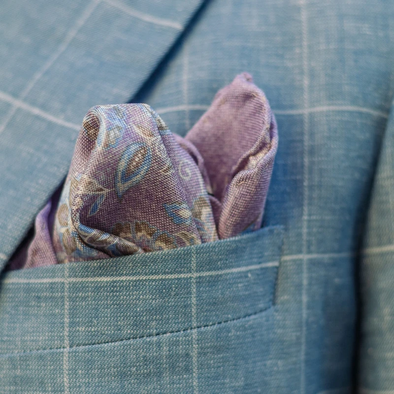 Elizabetta Men's Enzo - Double Sided Silk Pocket Square for Men