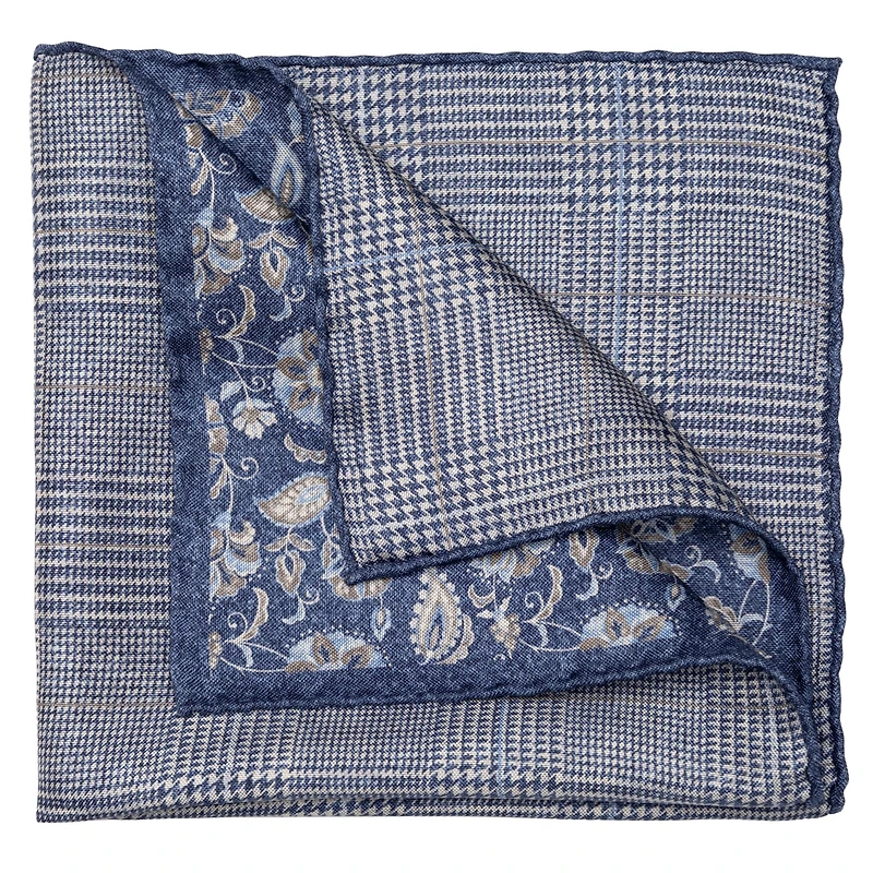 Elizabetta Men's Enzo - Double Sided Silk Pocket Square for Men