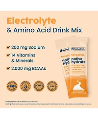 NativePath Native Hydrate Stick Packs, Sugar Free Electrolytes Powder with BCAAs, Tangerine Hydration, Keto & Paleo Friendly, 30 Servings