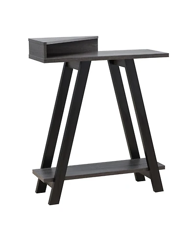 Modern Wood Console Table with Corner Storage Compartment