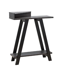 Modern Wood Console Table with Corner Storage Compartment