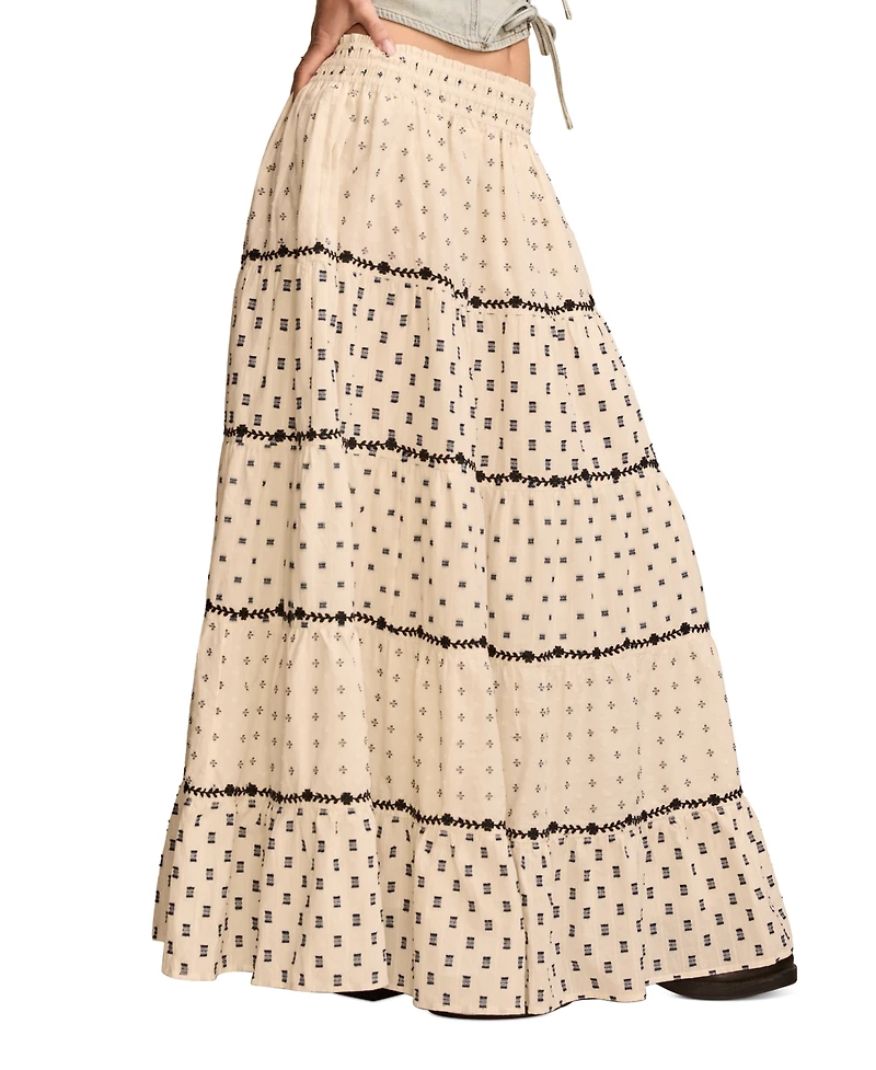 Lucky Brand Women's Textured Patchwork Maxi Skirt