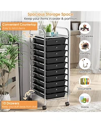 10 Drawer Rolling Storage Cart Organizer with 4 Universal Casters