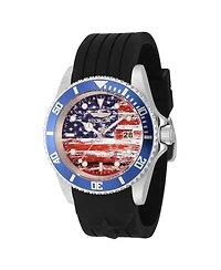 Invicta Men's 45871 Pro Diver Quartz 3 Hand Blue, White, Red Dial Watch