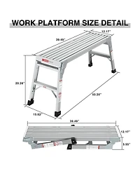 Work Platform Aluminum Portable Bench Folding Ladder Ansi Capacity 225 Lbs 40"