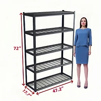 5 Tier Heavy Duty Metal Storage Shelves ,Easy to Assemble ,Adjustable ,Storage Shelves for Basements, Garages and Kitchen, 72 "H47.2 "W17.7