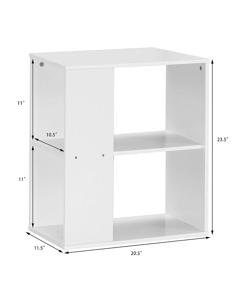 2-Tier Side End Table with Storage Shelves