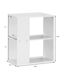 2-Tier Side End Table with Storage Shelves