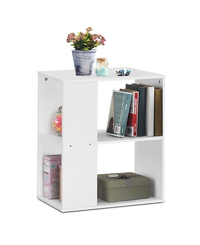 2-Tier Side End Table with Storage Shelves
