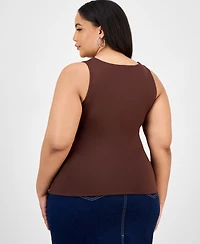 Bar Iii Trendy Plus Ruched V-Neck Tank Top, Exclusively at Macy's